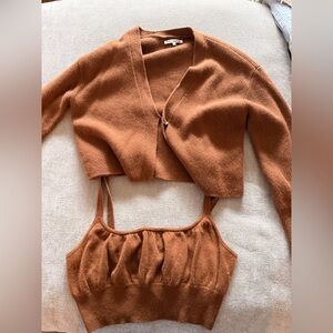 Reformation Varenne Cashmere Cardigan & Ruched Tank Set